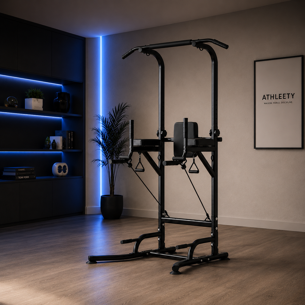 Barre de traction multifonction avec barre de dips et exercices abdominaux à domicile
