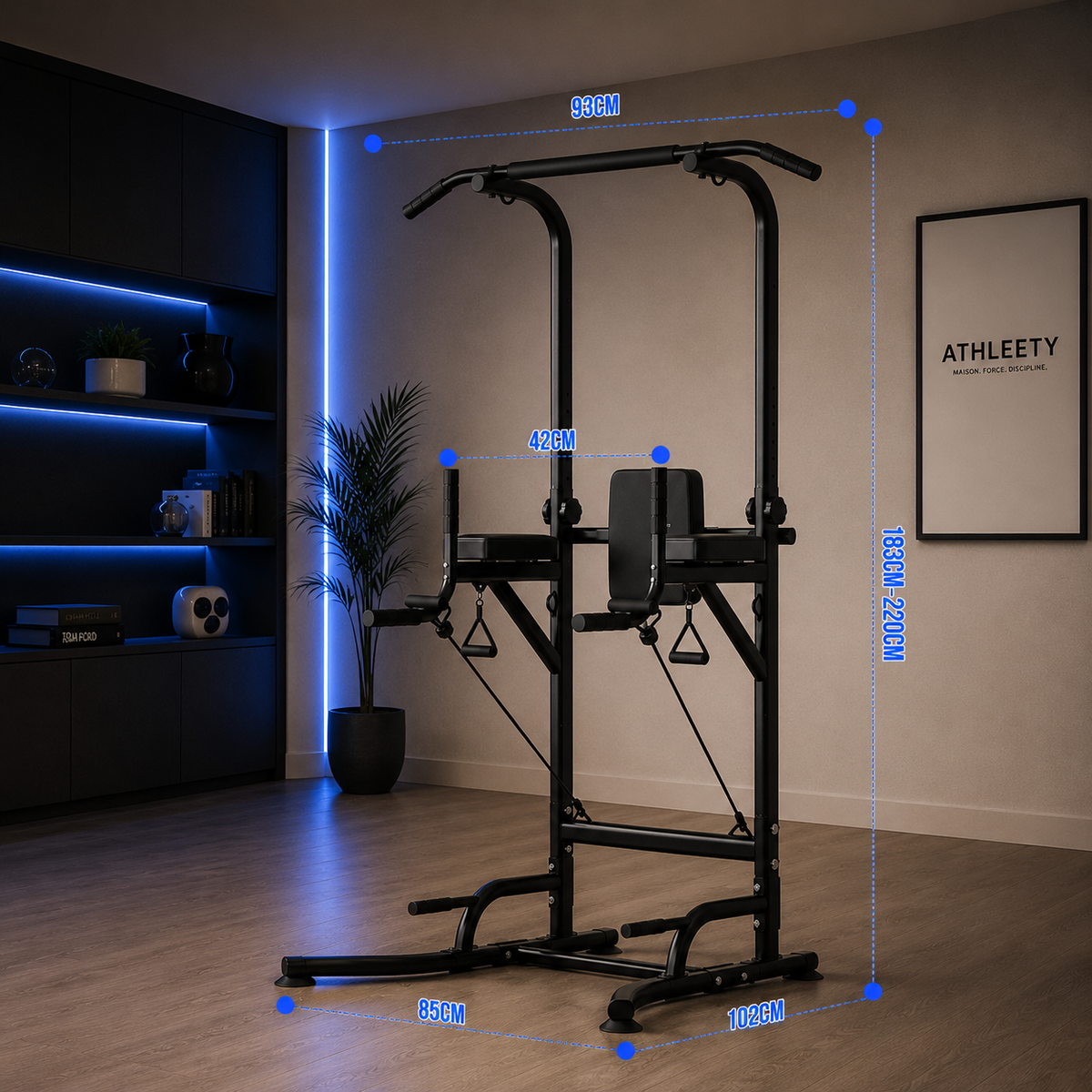 Barre de traction multifonction avec barre de dips et exercices abdominaux à domicile