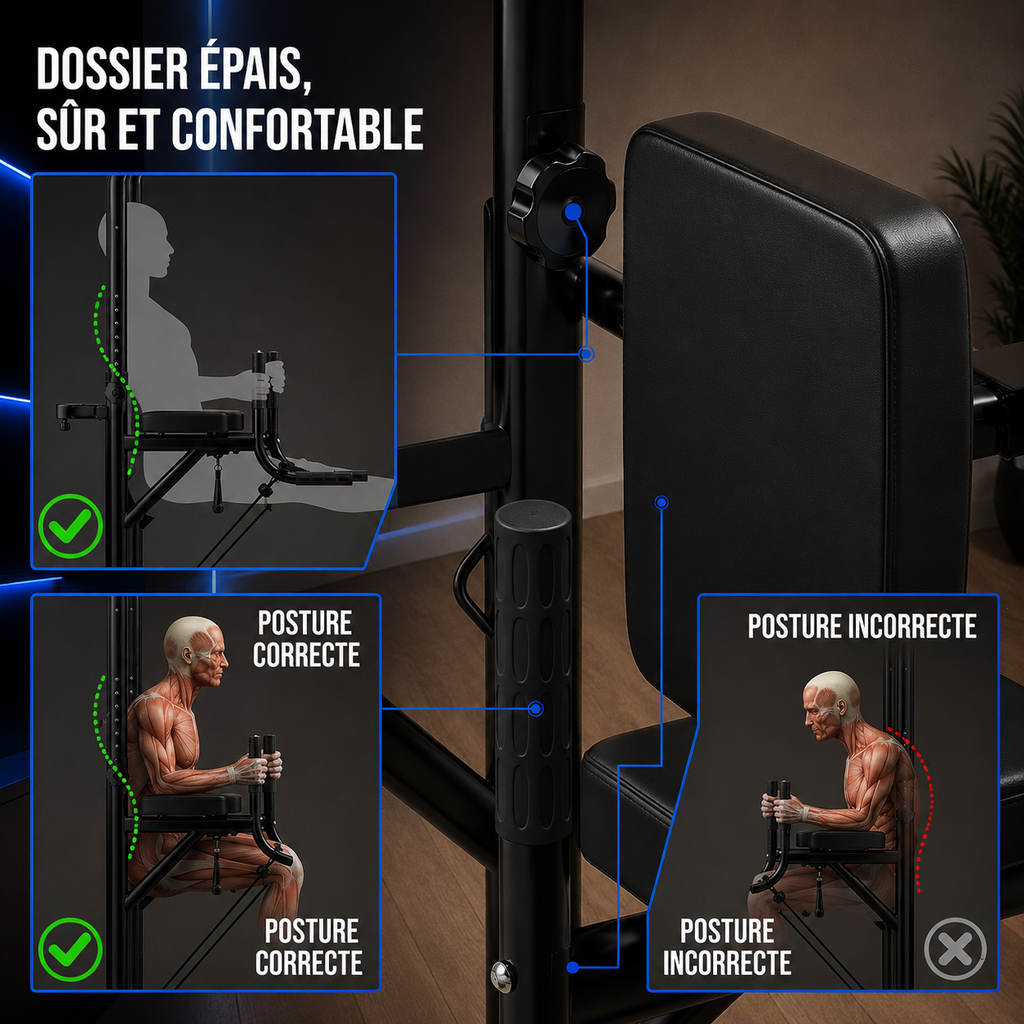 Barre de traction multifonction avec barre de dips et exercices abdominaux à domicile