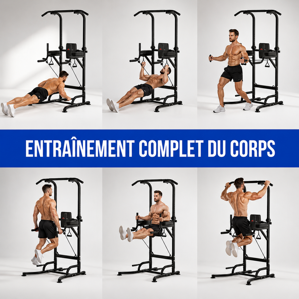 Barre de traction multifonction avec barre de dips et exercices abdominaux à domicile