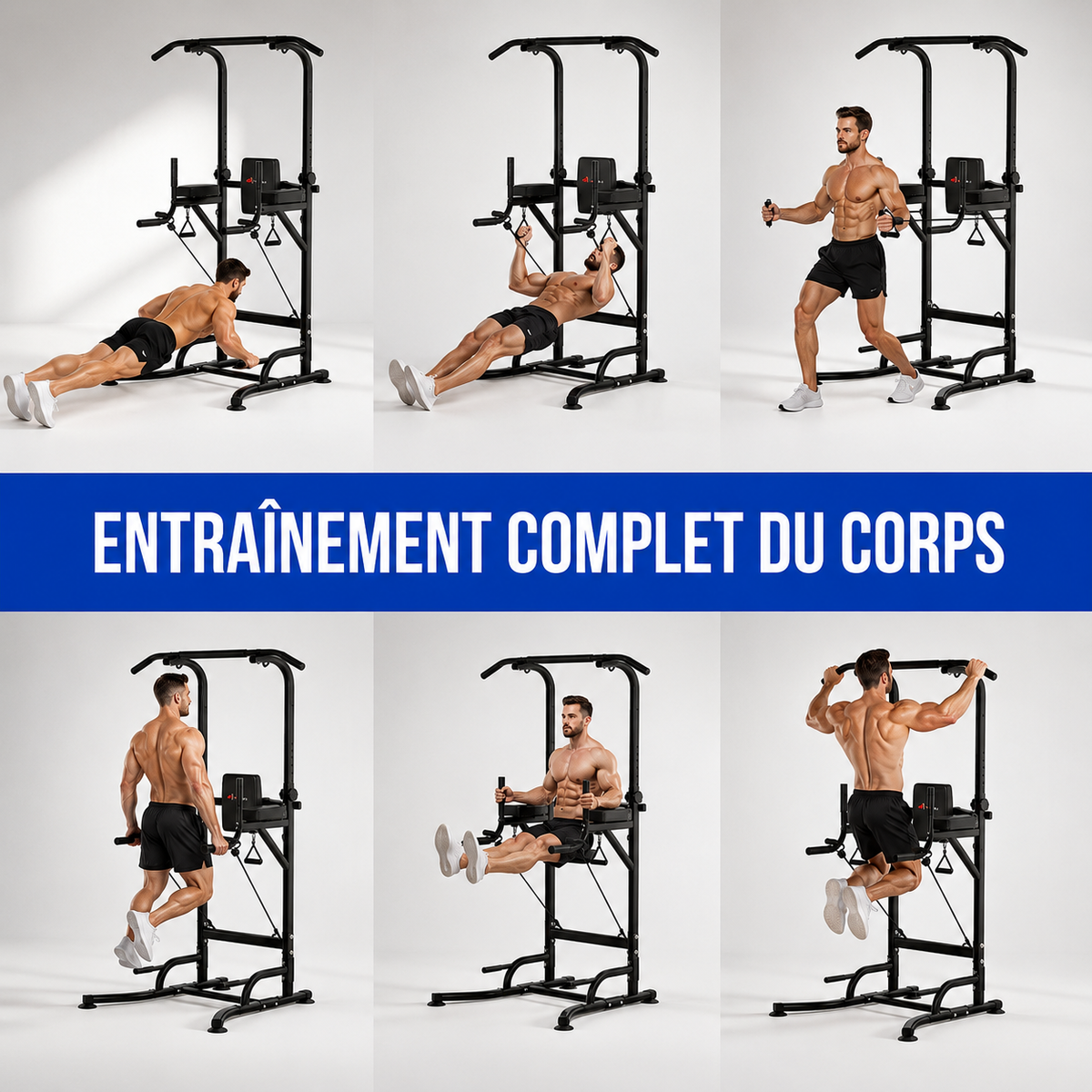 Barre de traction multifonction avec barre de dips et exercices abdominaux à domicile